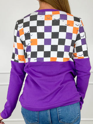 Michelle Mae Hanging Around Cotton Blend Long Sleeve Purple Top