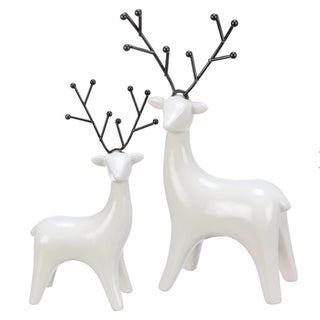 Santas Reindeer Ceramic Figurines - 2 piece set!