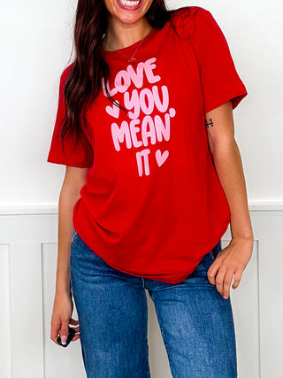 Love You Mean it Cotton Short Sleeve Red Avery Mae Graphic Tee Shirt