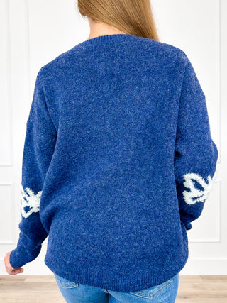 More Moments Like This Knit Long Sleeve Blue Avery Mae Sweater Top