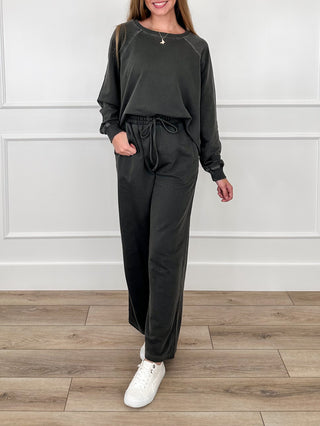 Zenana Basic Feeling Leisurely High-Rise Cotton Black Set