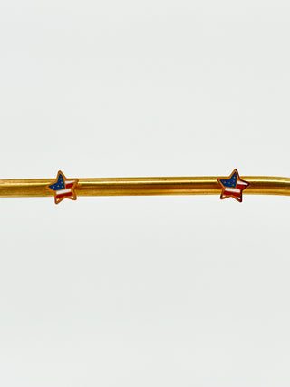 Charming Patriotic Star Gold Twist Back Stud Earrings