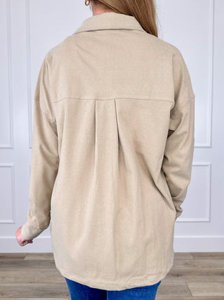 Made Up My Mind Knit Long Sleeve Avery Mae Button Up Shacket - Multiple Colors