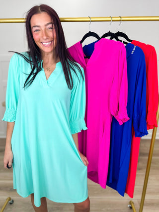 Dear Scarlett Can't Deny it Wrinkle-Free 3/4 Sleeve Gabby Dress - Multiple Colors