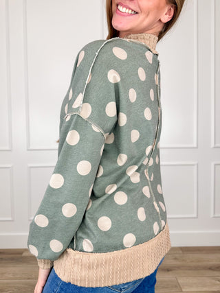 I Want Your Extra Time Knit Long Sleeve Green Avery Mae Mock Neck Top