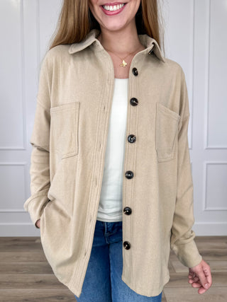 Made Up My Mind Knit Long Sleeve Avery Mae Button Up Shacket - Multiple Colors