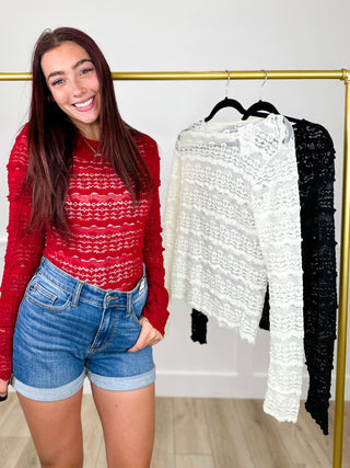 It Girl Attitude Lace Long Sleeve Avery Mae Top - 3 colors!