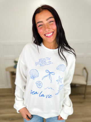 Wishlist Simple Joys Cotton Blend Ivory Avery Mae Crewneck Sweatshirt