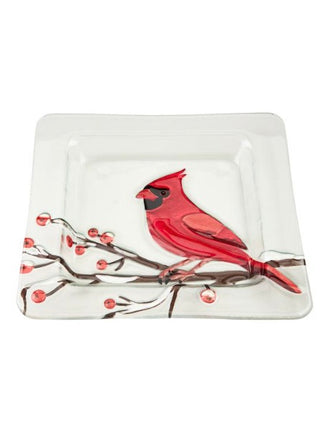 Cardinal's Perch Glass Plate