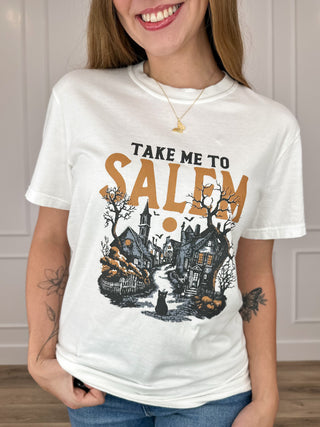 Destination Salem Cotton Short Sleeve White Avery Mae Graphic Tee Shirt (Comfort Colors)