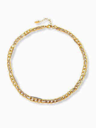 Gold layered chain necklace with small link accents and lobster clasp