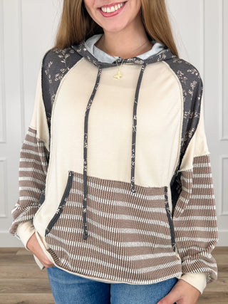 Keep Breathing Lightweight Long Sleeve Oat Avery Mae Hooded Top