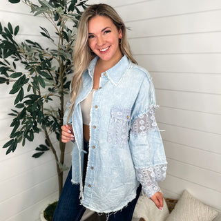 Time to Move On Cotton Long Sleeve Denim Avery Mae Button Up Top