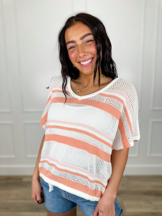 Better Believe it Cotton Short Sleeve Orange Avery Mae Sweater Top