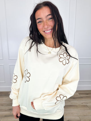 Have Space For Growth Cotton Blend Long Sleeve Cream Avery Mae Top