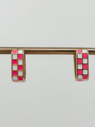 Checkmate Charms Gold Hoop Earrings