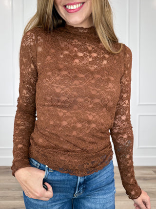 Longing For You Sheer Mesh Long Sleeve Avery Mae Top - Multiple Colors