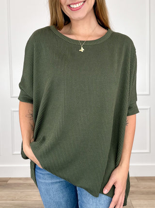 Dear Scarlett How Does This End Ribbed Short Sleeve Top - Multiple Colors