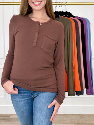 Michelle Mae Weekend Plans Rayon Blend Long Sleeve Top - Multiple Colors