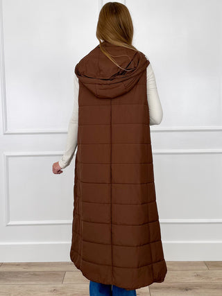 Playing Your Game Brown Avery Mae Hooded Puffer Vest