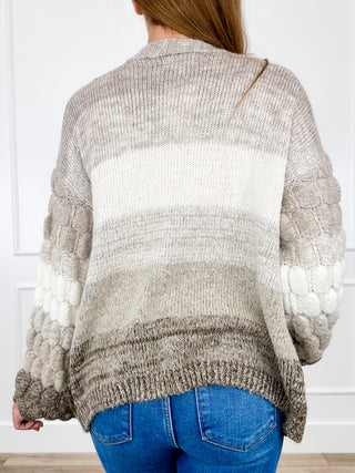 Thought We Could Talk Knit Long Sleeve Oatmeal Avery Mae Button Up Cardigan