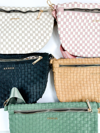 Tied Together Faux Leather Woven Crossbody Sling Bag - Multiple Colors