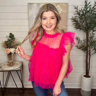 Let's Talk About it Short Sleeve Fuchsia Avery Mae Top