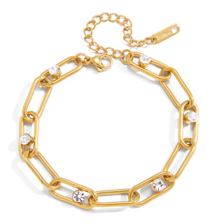 PRE-ORDER SAV CZ Studded Paperclip Bracelet Water Resistant