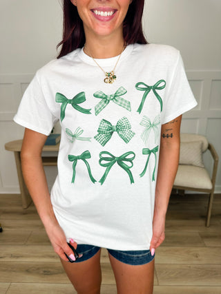 Giving Bow Envy Cotton Short Sleeve White Avery Mae Graphic Tee Shirt