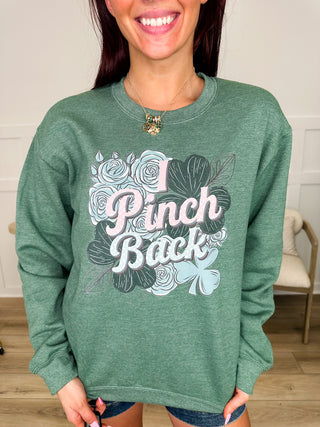 Careful I Pinch Long Sleeve Green Avery Mae Graphic Crewneck Sweatshirt