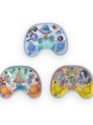 Stellar Splash water game splash pads, space theme set: blue, orange, yellow