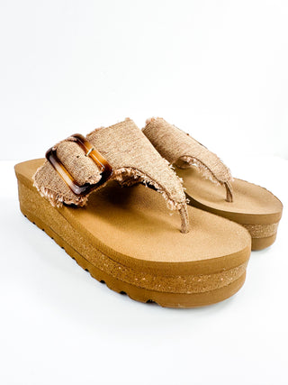 Yellow Box Take it From Here Canvas Tan Platform Sandals