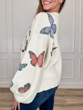 She's an Urban Myth Knit Long Sleeve Ivory Avery Mae Button Up Cardigan