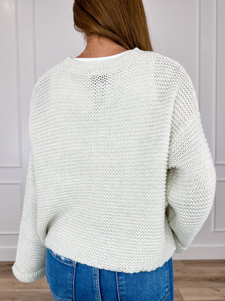 Keeping My Word Cotton Blend Long Sleeve Ivory Avery Mae Sweater Top
