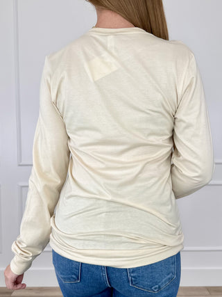 Paws-itively Spooky Cotton Long Sleeve Cream Avery Mae Graphic Tee Shirt (Bella+Canvas)