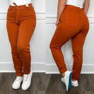 Judy Blue Lynn High Rise Orange Double Cuff Jogger Jeans