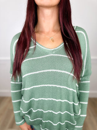 Soft Social Knit Long Sleeve Stripped Avery Mae Top - 2 colors!