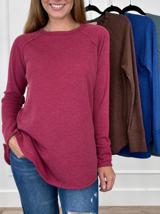 Zenana Right From the Start Knit Long Sleeve Avery Mae Top - Multiple Colors