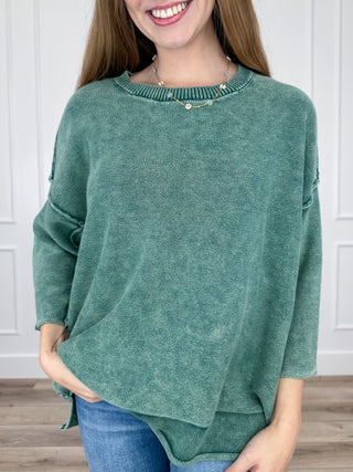 Zenana It's the Right Thing Cotton 3/4 Sleeve Sweater Top - Multiple Colors