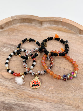 Erimish Pumpkin Carvings Beaded Stack Bracelet Set