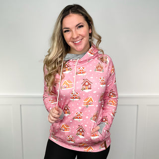 Ampersand Avenue Warm Wishes Cotton Blend Long Sleeve Pink Double Hooded Sweatshirt