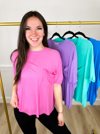 DOORBUSTER!! Zenana It Gets Better Rayon Blend Short Sleeve Top - 4 colors!