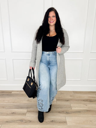 Michelle Mae Always Be There Knit Long Sleeve Grey Hooded Cardigan
