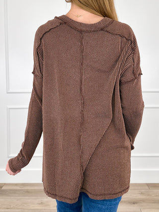 Zenana The Way You Should Ribbed Long Sleeve Avery Mae Top - Multiple Colors
