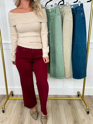 Carla Tummy Control High Rise Wide Leg Cropped Jeans - 4 colors!