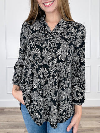 Dear Scarlett Showing You Off Wrinkle-Free 3/4 Sleeve Black Gabby Top