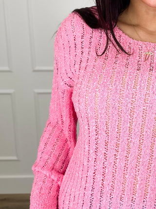 POL No Loose Ends Knit Long Sleeve Pink Sweater Top