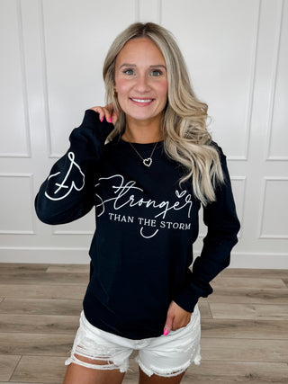 Stronger Cotton Long Sleeve Black Avery Mae Graphic Tee Shirt (Gildan)