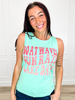 Lake Days Cotton Mint Avery Mae Graphic Tank Top (Comfort Colors)