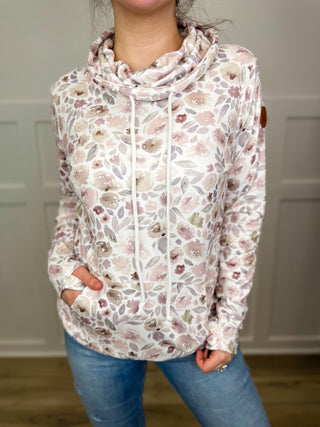 Simply the Way You Are Long Sleeve White Avery Mae Cowl Neck Sweatshirt